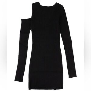 AMIRI one shoulder distressed black dress, cotton cashmere mix. Size US 2. NWT